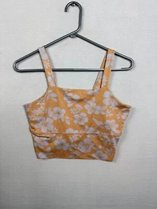 Top corto para mujer XL amarillo blanco floral elástico cuello cuadrado pulóver sin mangas - Imagen 1 de 6