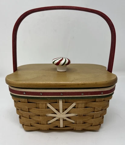 LONGABERGER 2009 HOLIDAY HELPER TREATS BASKET LID PROTECTOR FABRIC Xtra Knob Cover