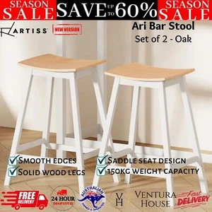 Artiss Bar Stools 2x Kitchen Counter Wooden Dining Chairs Ari Barstool Oak New - Picture 1 of 12