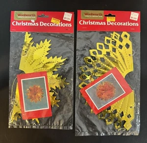Juego De Colección De 2 Decoraciones Metálicas 3D Navidad Copo De Nieve Woolworth Nuevo En Paquete - Imagen 1 de 3
