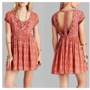 Free People Sundown Babydoll kurzes Minikleid orange Größe Medium mit Taschen! - Bild 1 von 8