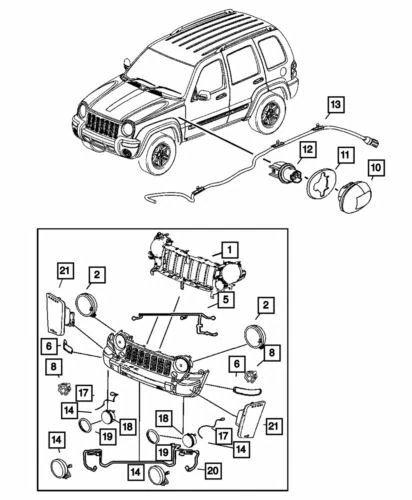 Cableado de lámpara repetidor lateral delantero genuino Mopar 2002-2007 Jeep Liberty 55156010AA Foto 1 de 1