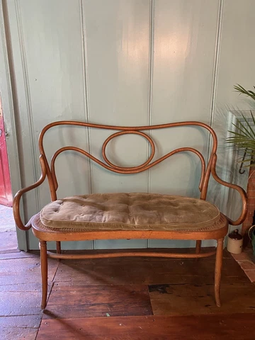 Antique J & J Kohn Austria Bentwood Settee w/ Cushion Art Nouveau Thonet Style Cover