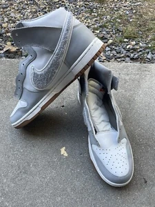 Size 11.5 - Nike Dunk High Chenille Swoosh - Light Smoke Grey - Picture 1 of 8