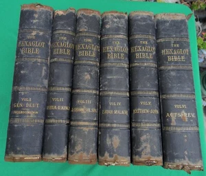 1874 Hexaglot Bible Vol. 1-6 Dickinson & Higham London - Picture 1 of 9