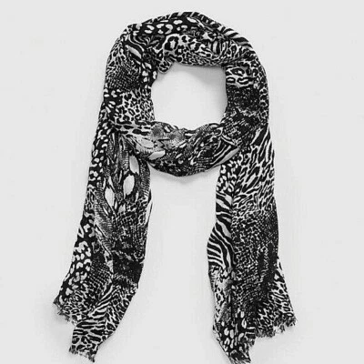 Lane Bryant Safari Print Oblong Lightweight Scarf Black/White 26" x 76" NWT* - Image 1 of 2