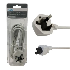 Maplin Power Cable With Cloverleaf Connector For Laptops Power Supply 2m White - Picture 1 of 2