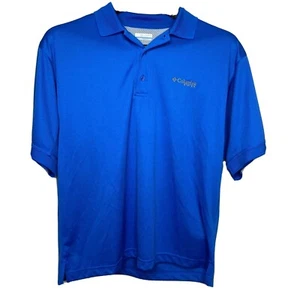 COLUMBIA Medium Polo PFG Omni-Shade Blue Shirt 1/2 Button Men's Short Sleeve - Picture 1 of 10