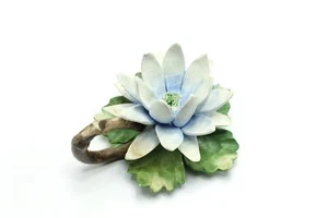 Capodimonte Savastano Matte Blue Flower Ceramic Finger Holder Handle Sculpture - Picture 1 of 8
