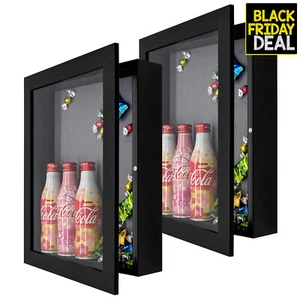 Set of 2 Shadow Box Frame Display Case 2-inch Depth for 11x14 Gift Memento Black - Picture 1 of 8