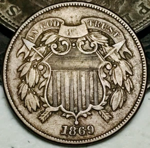 1869 Two Cent Piece 2C Ungraded Choice Civil War Era US Copper Coin CC22243 - Picture 1 of 4