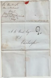 1845 GALASHIELS HANDGEPRÄGT 2 UNBEZAHLTE VERPACKUNGEN NACH J WOOD EDINBURGH PORTO FÄLLIG 2d - Bild 1 von 1
