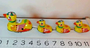Vtg 1970 China Duck Family Funny Action Wind Up Key Toy Train Collector Yellow - Picture 1 of 12
