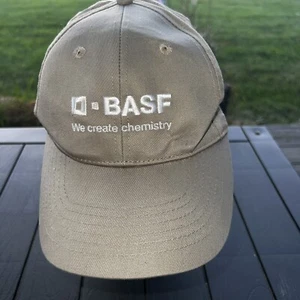 D-BASF We create chemistry in White Tan Hat Cap Hook Loop K-Products Cotton EUC - Picture 1 of 8