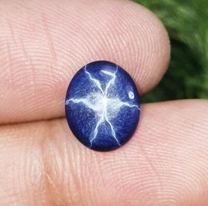 3.00 Ct Lab Grown Blue Star Sapphire Oval Cabochon 6 Rays Loose Gemstone 11x9 MM - Picture 1 of 6