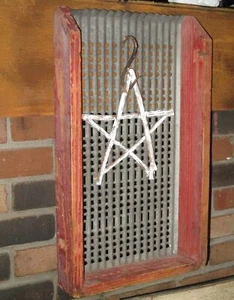 Primitive Antique Wood Galvanized Metal SEED SIFTER Farm Grain Sieve OLD RED Pt - Picture 1 of 8