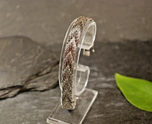 Tolles 835 Silber Armband Vintage Retro Struktur Glatt Teppicharmband Fischgrät - Picture 1 of 8