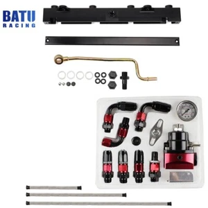 Adjustable Fuel Pressure Regulator Kit Oil 0-100psi Gauge -6AN+Fuel Rail Kits - Picture 1 of 18