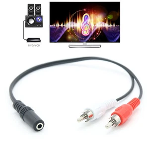 Gold 3.5mm 1/8" Stereo Female Mini Jack To 2 Male RCA Plug Adapter Audio Y Cable - Picture 1 of 7