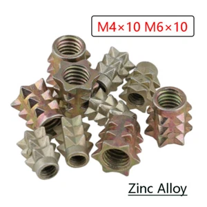 Tuercas con púas Inserciones Tuerca de madera para muebles de madera Métrica M4 × 10 mm M6 × 10 mm - Imagen 1 de 7