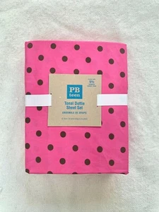 Pottery Barn Teen Tonal Dottie Full sheet set Dark pink brown - Picture 1 of 3