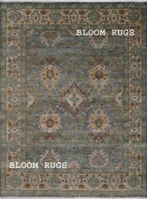 Handmade 9x12 ft Muted Gray Floral Luxurious Oushak Rug | Customizable Carpet - Image 1 of 4