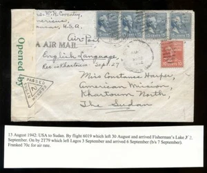 LUFTPOST 2. WWK PAN AM S.ATLANTIC CLIPPER ZENSIERT USA PALÄSTINENSISCH AFRIKA TÜRKEI 1942 - Bild 1 von 24