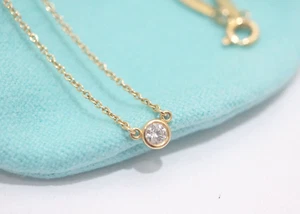 Collana Diamante Tiffany & Co. Oro Giallo 18k Peretti By The Yard 0,08ct - Foto 1 di 6