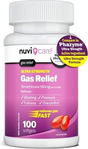 Ultra Strength Gas Relief - Simethicone 180mg Softgels - Anti Gas and Bloating R - Picture 1 of 8
