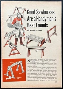 “Good Sawhorses are a Handyman’s Best Friends” 1956 design PLANS 9 styles - Picture 1 of 2