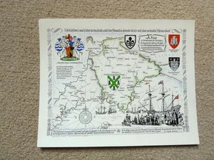Alte Postkarte Karte von Devon, Serie "Geweih" Heraldische Postkarte. - Bild 1 von 3