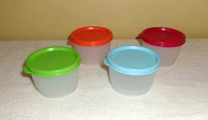 4 Vintage Tupperware 4oz Primary Snack Cups #1229 with Lids  BRAND NEW - Picture 1 of 4