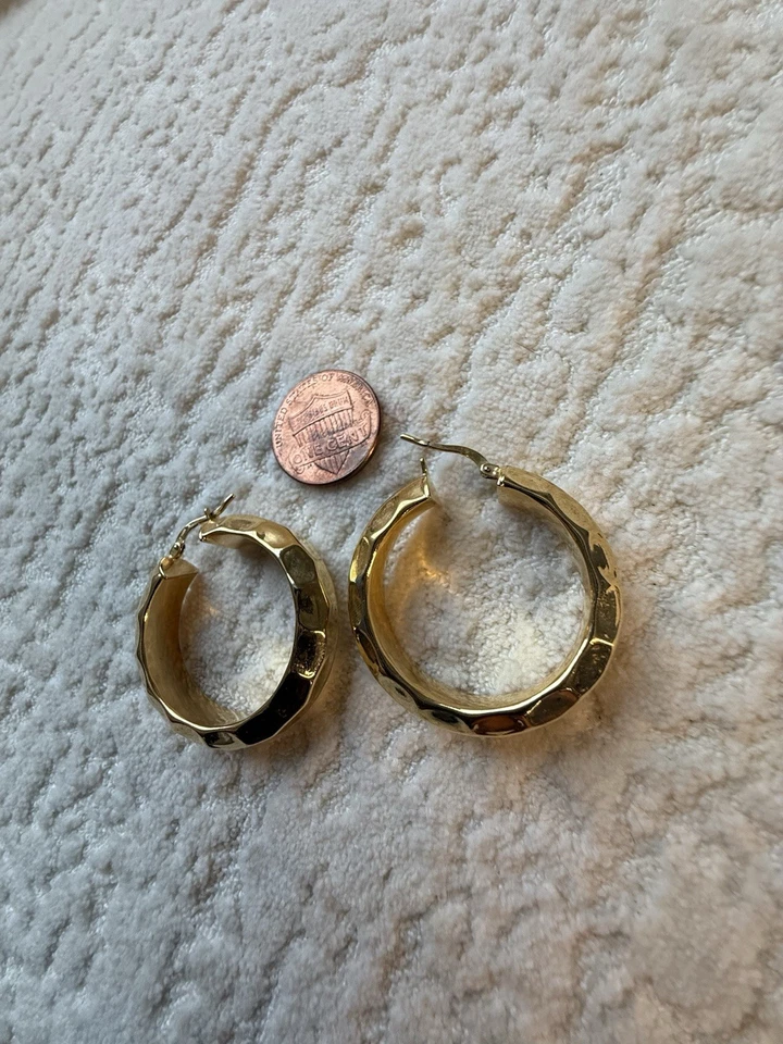 18k GP Italy Vintage Hoop Earrings - Image 1 of 4
