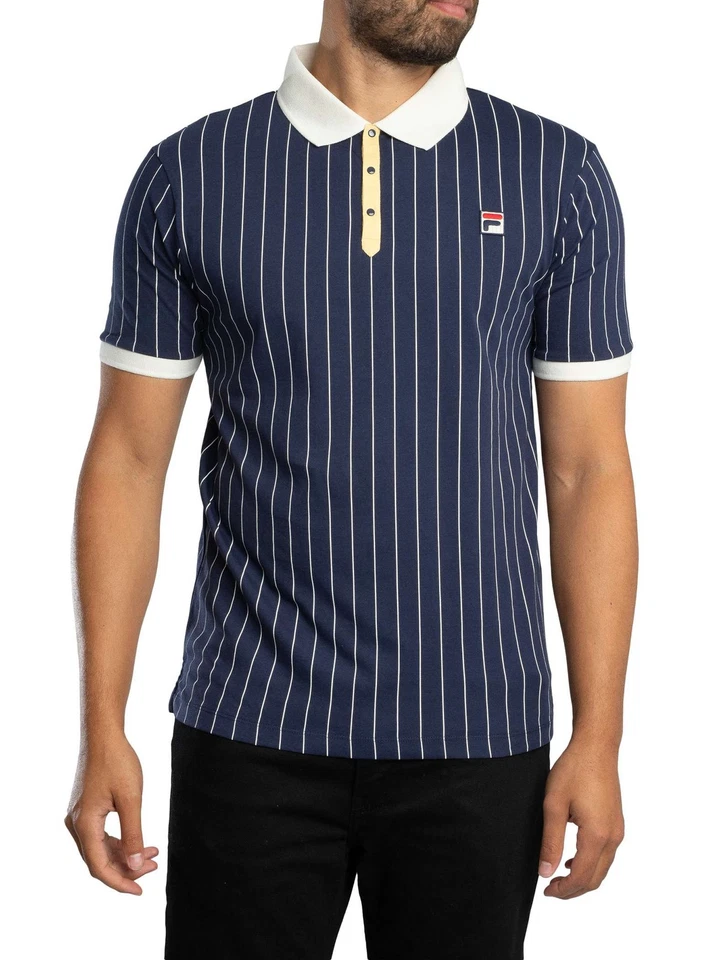 Fila de los hombres Polo clásico de rayas vintage BB1, Azul - Imagen 1 de 4