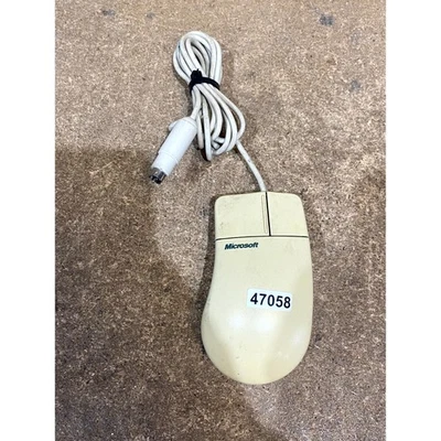 Vintage Microsoft 90741 Mechanical Mouse Beige Wired PS/2 2-Buttons Ergonomic - Image 1 of 4