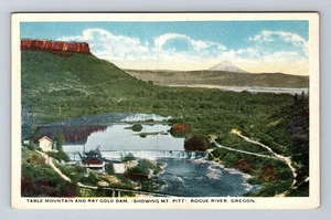 Postal de recuerdo vintage de Rogue River OR-Oregon, Table Mountain, Ray Gold Dam - Imagen 1 de 2