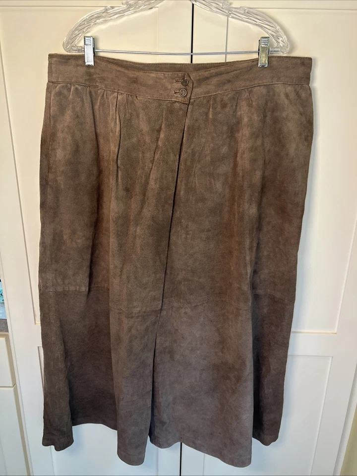 Falda de cuero marrón Preswick & Moore de colección para mujer talla 38 Foto 1 de 4