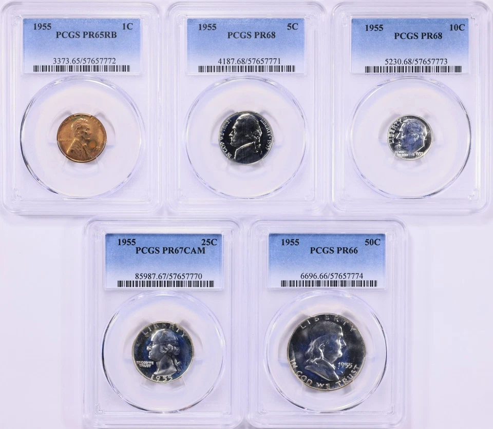 1955 1c-50c Proof Set PCGS Proof-65/66/67/68 (5 Coins) - Image 1 of 1