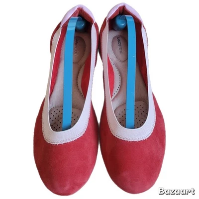 Lands' End女式假日红色麂皮绒芭蕾缓冲舒适平底粉色装饰8B — 第 1/4 张图片