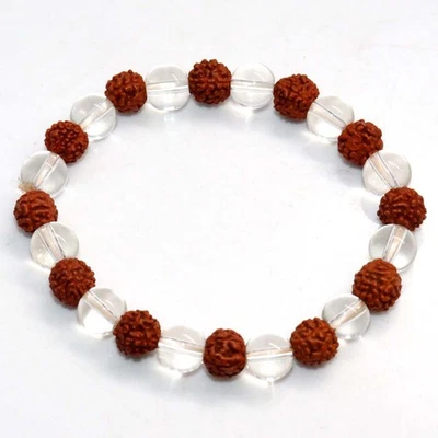 Pulsera de piedras preciosas de cuarzo cristal Rudraksh cuentas redondas tamaño libre JW Foto 1 de 3