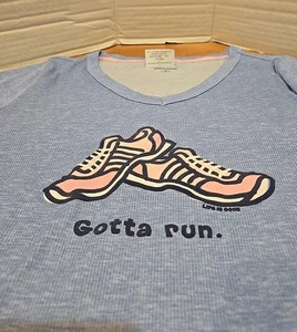 Life is Good "Gotta Run" Damen L Schlafshirt Kleid Sneaker bequem Freizeit Neu mit Etikett - Bild 1 von 14