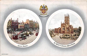 QUEEN SQUARE / ST PETER'S CHURCH WOLVERHAMPTON STAFFORDSHIRE POSTCARD 1911 - Picture 1 of 2