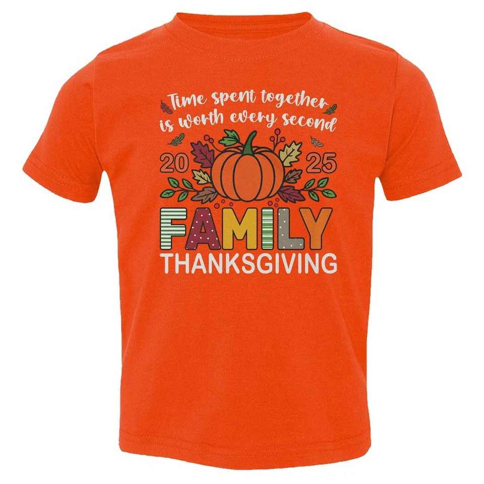 Camiseta infantil Cute Family Thanksgiving 2025 - Design de outono abóbora - Imagem 1 de 1