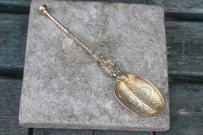 Antique 1910 Sterling Silver Gilt Spoon 15g George VI Coronation Royal Ornate - Image 1 of 4