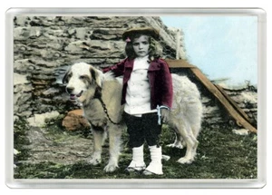 PYRENEAN MOUNTAIN DOG & LITTLE GIRL PRINT NOVELTY FRIDGE MAGNET GREAT GIFT - Bild 1 von 1