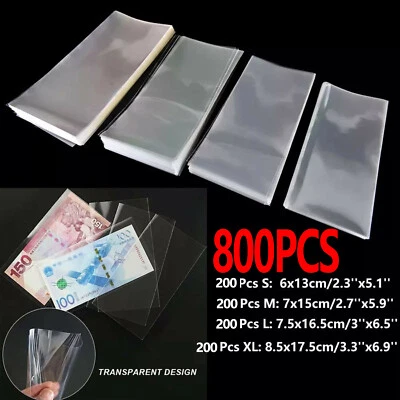 4Sizes 800Pcs Currency Sleeves-Clear Holders, Banknote, Stamp,Trading Card Ready - Image 1 of 4