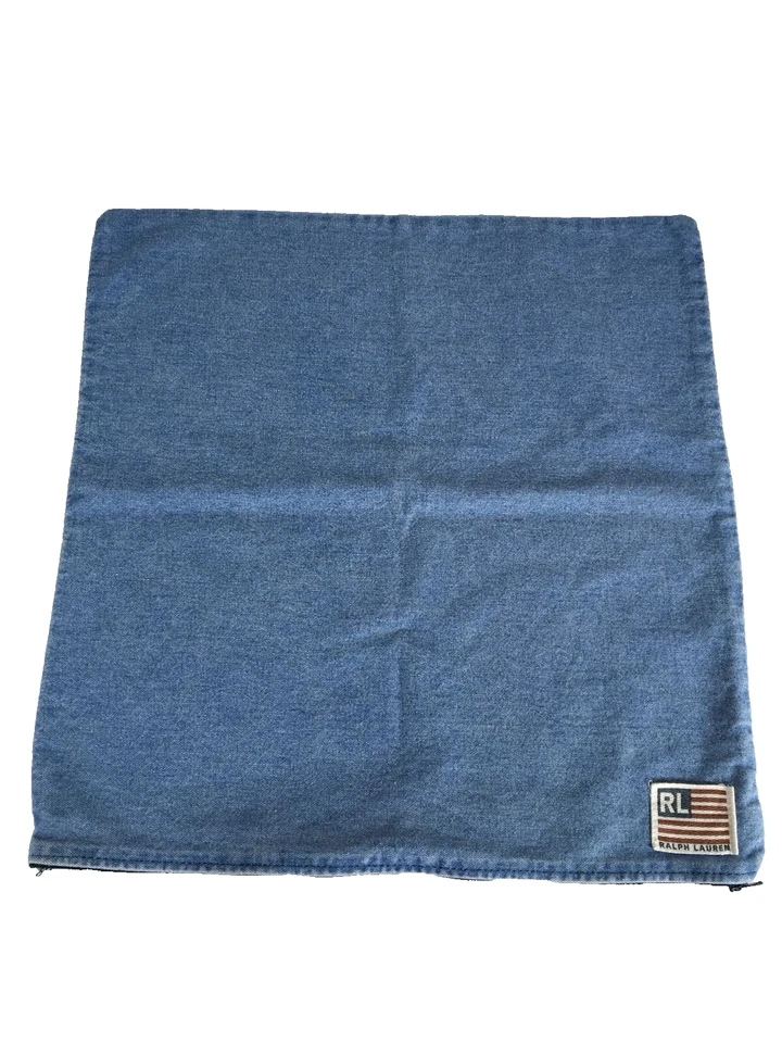 Funda Almohada Vintage Ralph Lauren Denim Etiqueta Bandera HECHA EN EE. UU. Lavado a Piedra Foto 1 de 4
