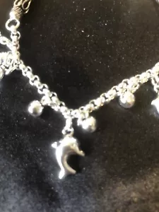 Brazalete hecho a mano con dije de delfín esterlina 92,5 - Imagen 1 de 2