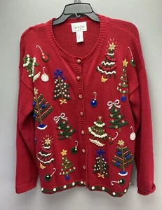 Suéter De Colección Carly St. Claire Talla Pequeña Adornado Árbol de Navidad Usado en Excelente Condición - Imagen 1 de 9