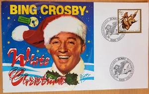 Weihnachtskarte Deutschland 1989 Bing Crosby gestempelt mit Musik (Schallplatte) - Bild 1 von 3